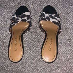 Enzo Angiolini 2 inch slide on cheetah print heels. Size 5.